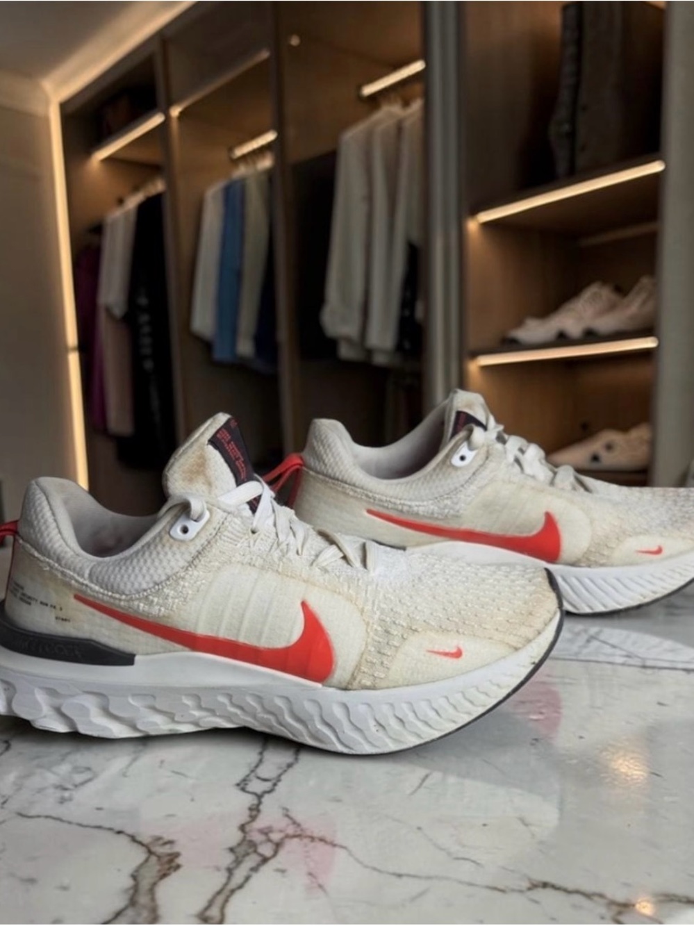 Nike React Infinity Run Flyknit 3 White Crimson Men's Running Shoes Size 8.5